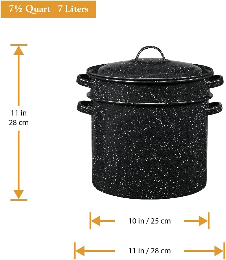 Granite Ware Enamel-on-steel 12-Piece Canner Kit, Includes 21.5 qt. Water Bath Canner with lid, Jar Rack, Blancher, Colander & 5 pc. Canning Tool Set
