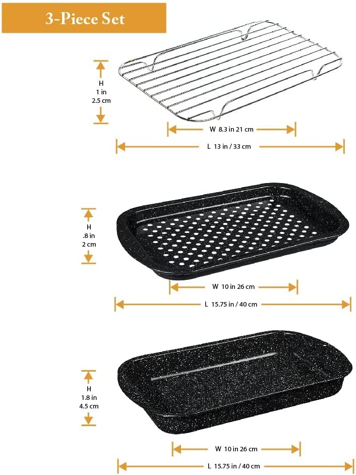 Granite Ware 3-Piece Set, Bake, Broiler Pan & Grill