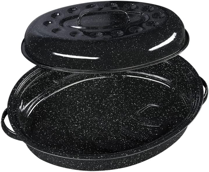 Granite Ware 15-Inch Covered Oval Roaster, 15 inches, Black