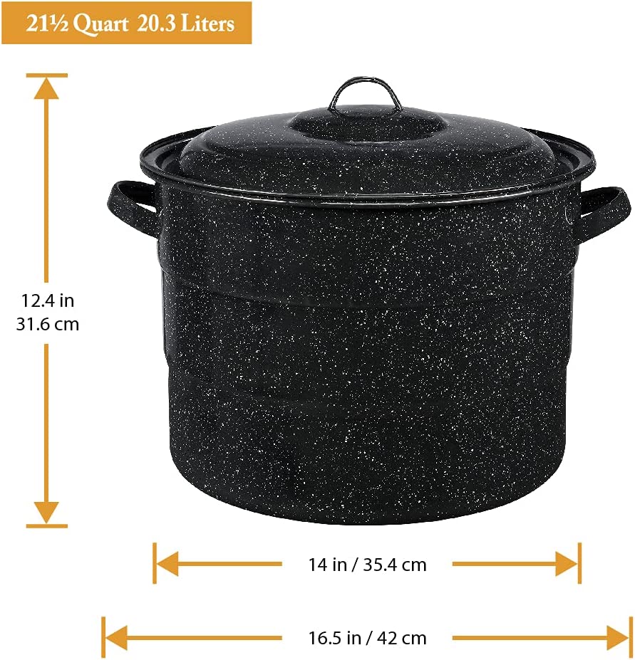 Granite Ware Enamel-on-steel 12-Piece Canner Kit, Includes 21.5 qt. Water Bath Canner with lid, Jar Rack, Blancher, Colander & 5 pc. Canning Tool Set