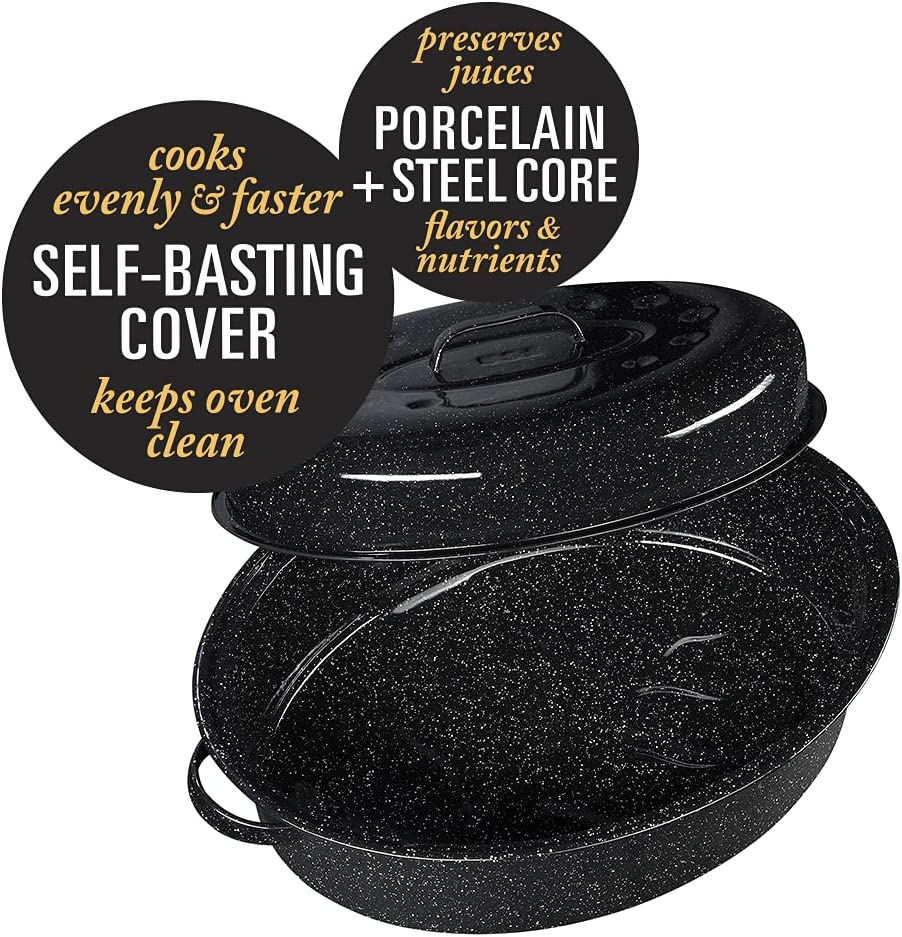 Granite Ware Enamel on Steel Covered Oval Roaster (19 in.)