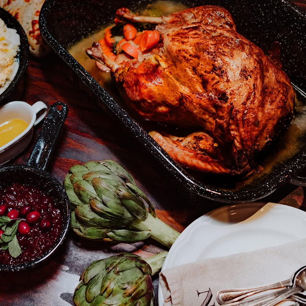 Granite Ware 25 lb. Capacity 19.5 in. Covered Rectangular Roaster, Speckled Black Enamel on Steel
