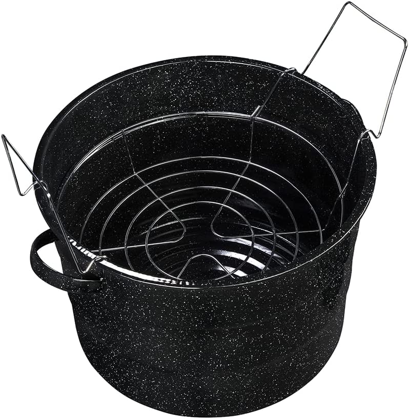 Granite Ware Enamel on Steel 15.5-Quart Water Bath Canner with lid & Jar Rack, Multiuse Pot, Resistant & Easy to Clean