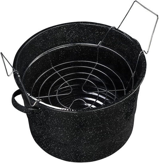 Granite Ware Enamel on Steel 15.5-Quart Water Bath Canner with lid & Jar Rack, Multiuse Pot, Resistant & Easy to Clean